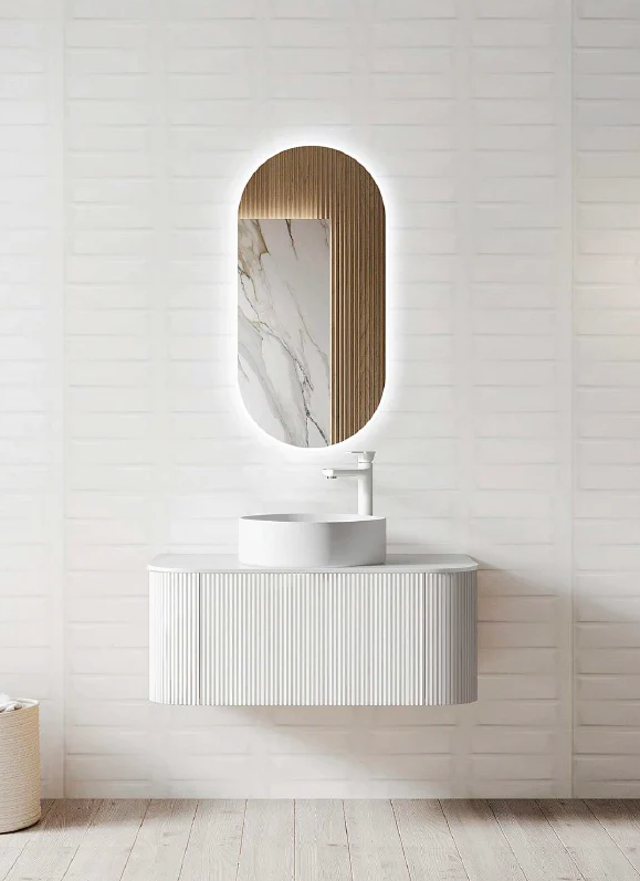 Mimi White Fluted Wall Hung Vanity Unit