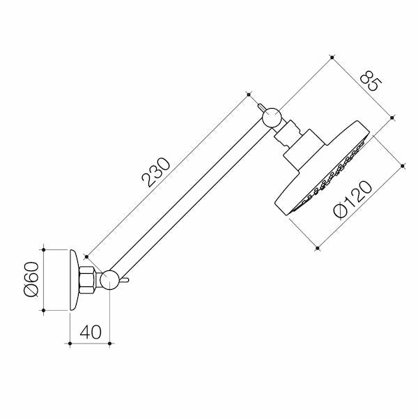 Caroma Luna Adjustable Shower And Arm technical drawing