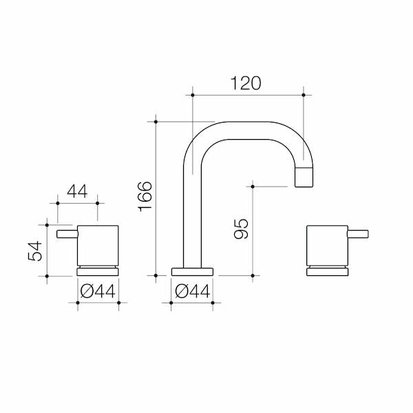 Caroma Luna Lever Basin Set technical drawing