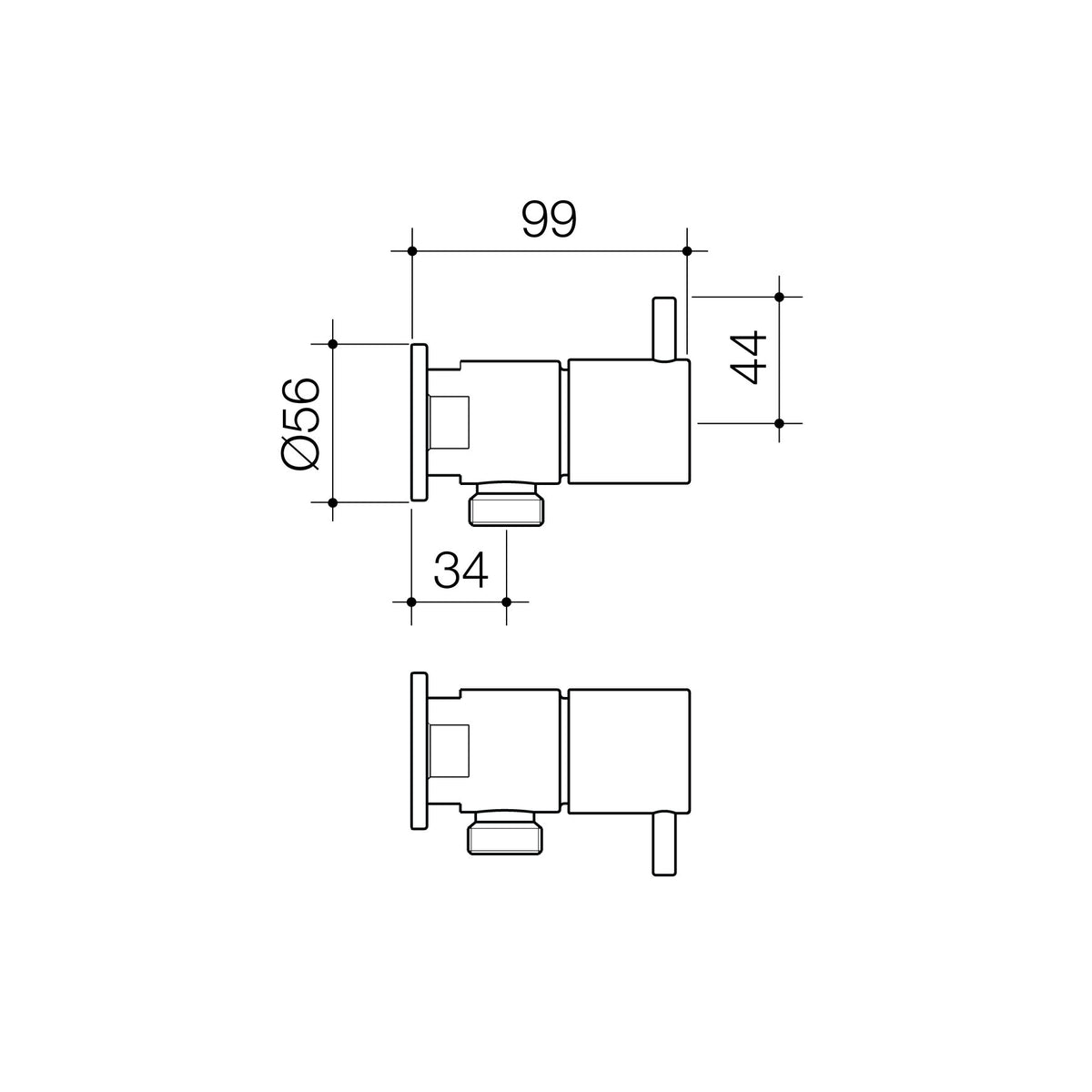 Caroma Luna® Lever Washing Machine Set - Chrome - Lead Free specification drawing