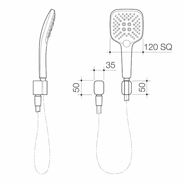 Caroma Luna Multi-Function Hand Shower technical drawing