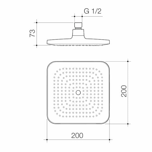 Caroma Luna Overhead Shower Head Only technical drawing
