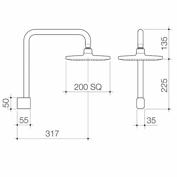 Caroma Luna Fixed Overhead Shower technical drawing
