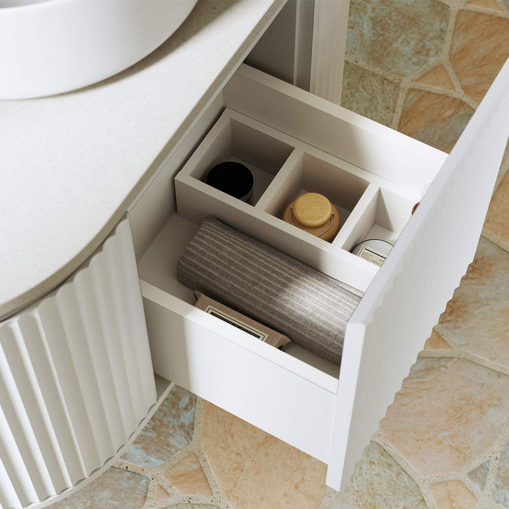 Fienza Empire Pill Satin White Wall Hung Vanity