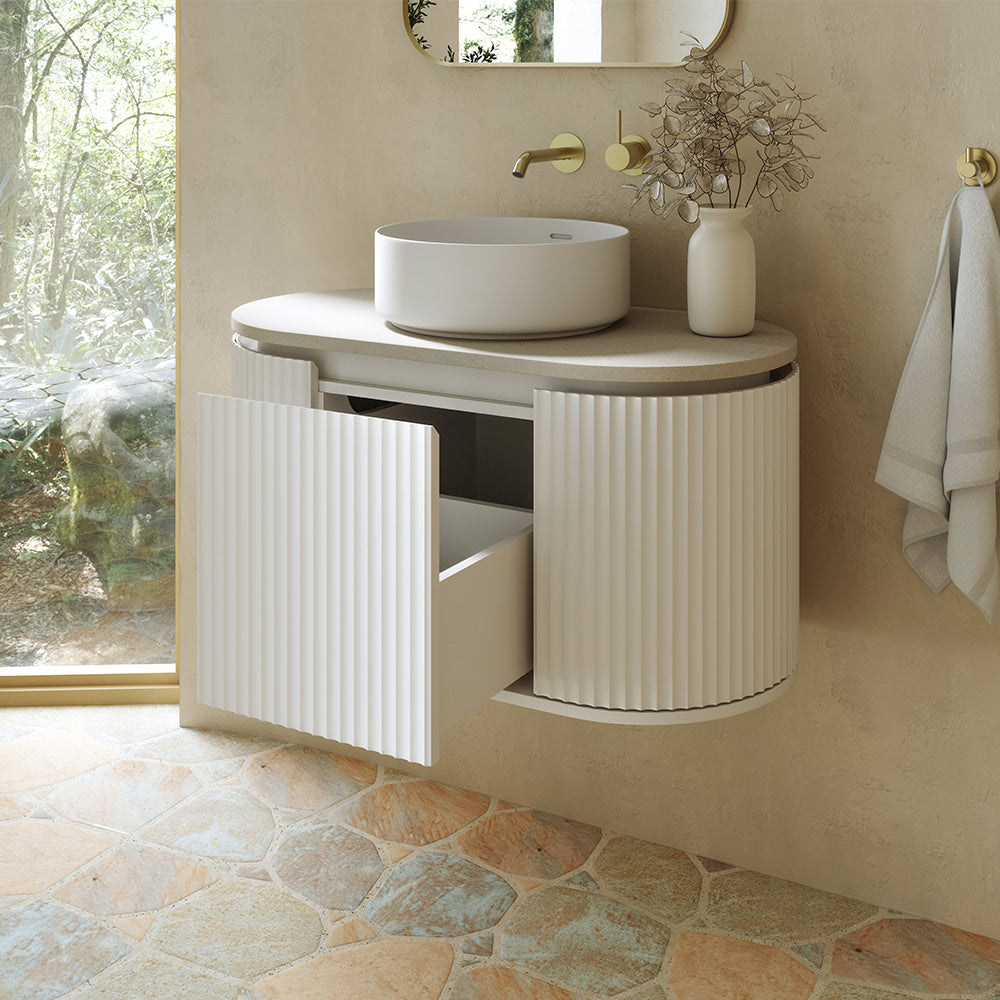 Fienza Empire Pill Satin White Wall Hung Vanity