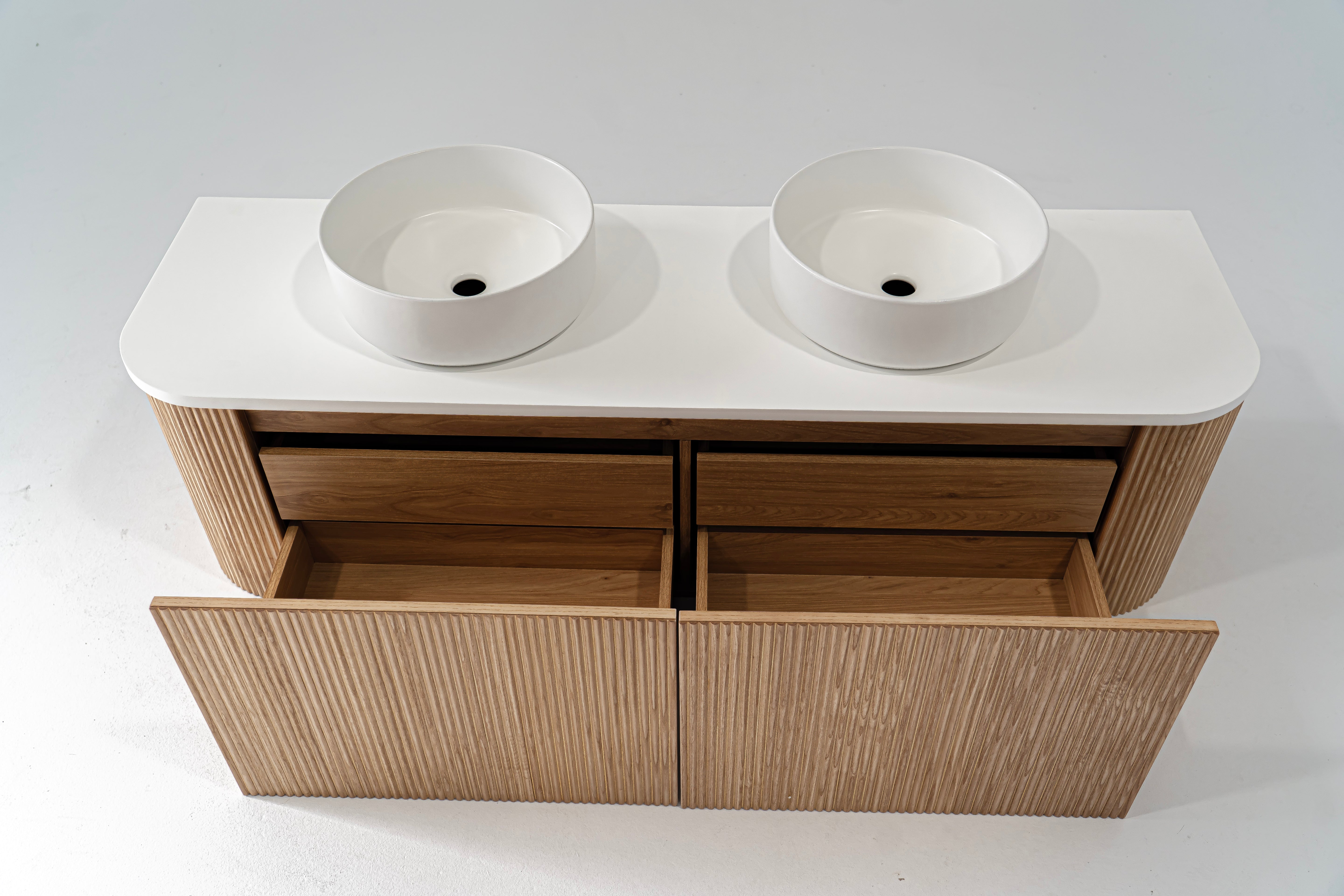 1500mm Portofino Oak Flute Vanity Unit
