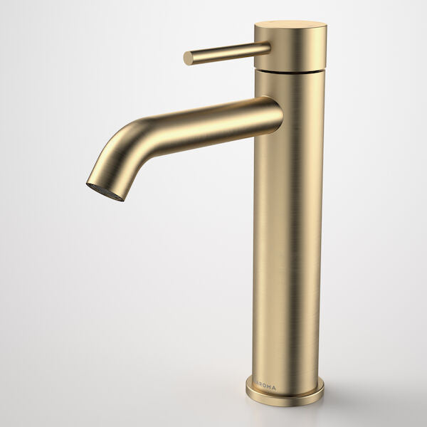 Caroma Liano II Mid Tower Basin Mixer Brushed Brass - LF