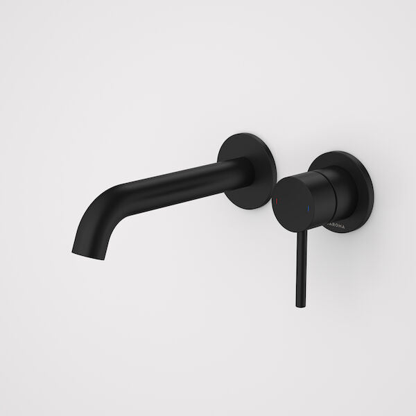 Caroma Liano II 175mm Wall Basin / Bath Mixer - 2 x Round Cover Plates  Matte Black - LF