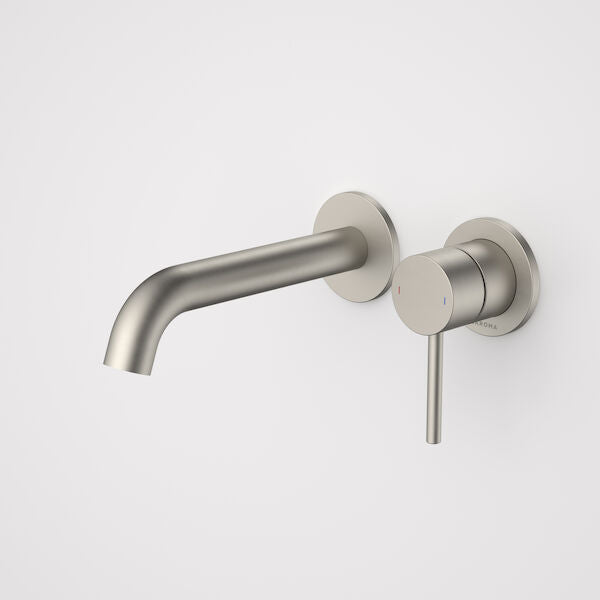 Caroma Liano II 175mm Wall Basin / Bath Mixer - 2 x Round Cover Plates  Brushed Nickel - LF