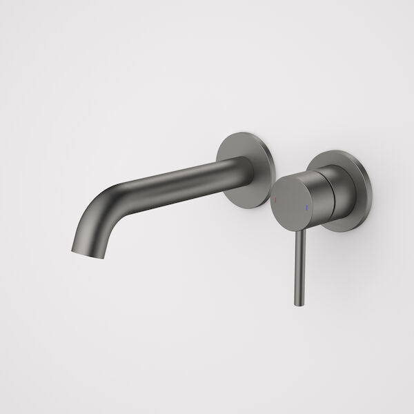 Caroma Liano II 175mm Wall Basin / Bath Mixer - 2 x Round Cover Plates Gun Metal - LF