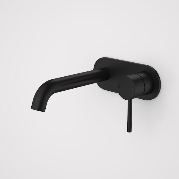 Caroma Liano II 175mm Wall Basin / Bath Mixer  Rounded Cover Plate Matte Black - Sales Kit - LF