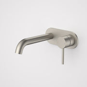 Caroma Liano II 175mm Wall Basin / Bath Mixer  Rounded Cover Plate Brushed Nickel - Sales Kit - LF