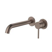 Caroma Liano II 210mm Wall Basin / Bath Mixer  2 x Round Cover Plates Brushed Bronze - Sales Kit - LF
