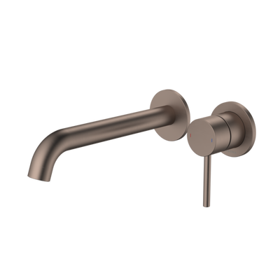 Caroma Liano II 210mm Wall Basin / Bath Mixer  2 x Round Cover Plates Brushed Bronze - Sales Kit - LF