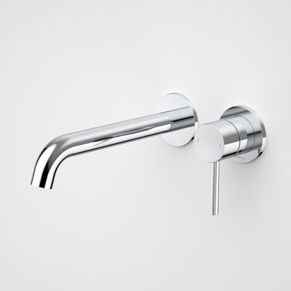 Caroma Liano II 210mm Wall Basin / Bath Mixer  2 x Round Cover Plates Chrome - Sales Kit - LF
