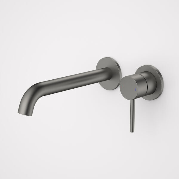 Caroma Liano II 210mm Wall Basin / Bath Mixer  2 x Round Cover Plates Gun Metal - Sales Kit - LF