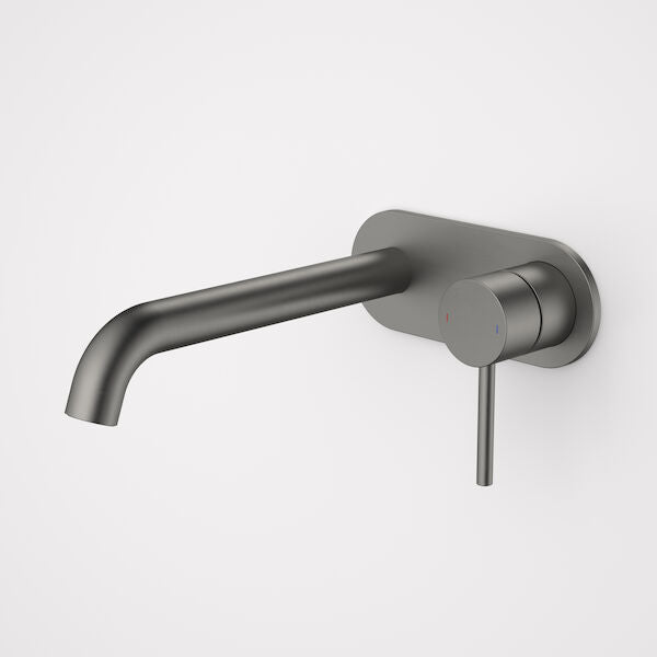 Caroma Liano II 210 Wall Basin / Bath Mixer  Rounded Cover Plate Gun Metal - Sales Kit - LF