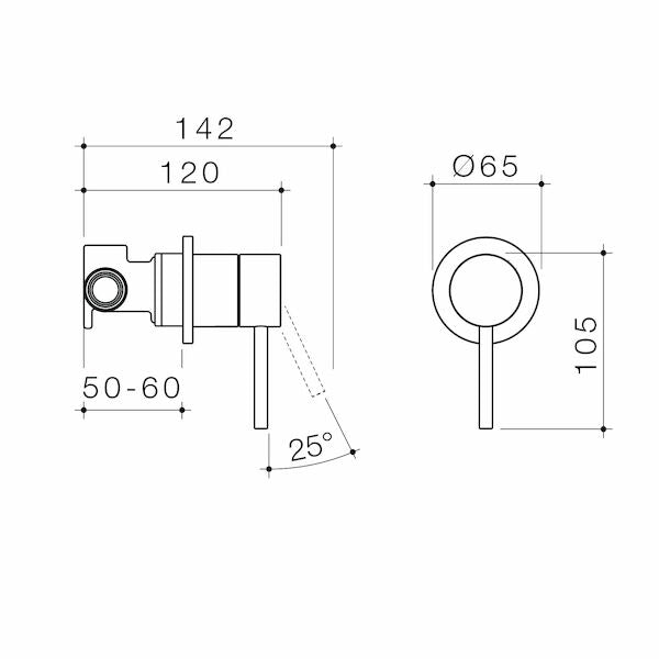 Caroma Liano II Bath / Shower Mixer - Round Cover Plate - Brushed Nickel