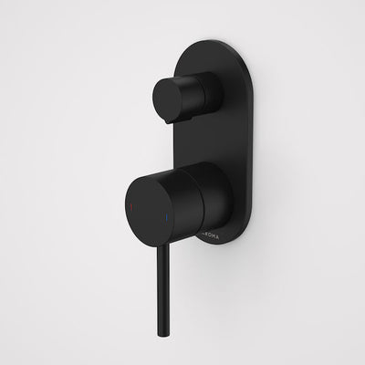 Caroma Liano II Bath / Shower Mixer With Diverter - Rounded Cover Plate Matte Black