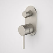Caroma Liano II Bath / Shower Mixer With Diverter - Rounded Cover Plate Brushed Nickel