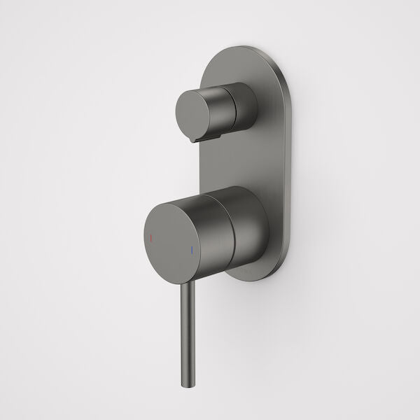 Caroma Liano II Bath / Shower Mixer With Diverter - Rounded Cover Plate Gun Metal