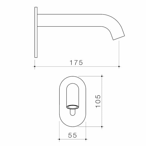 Caroma Liano II Sensor 175 Wall Outlet Sales Kit Matte Black - Lead Free