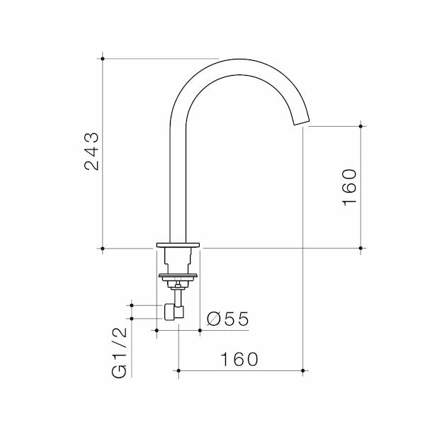 Caroma Liano II Hob Swivel Outlet 160mm - Chrome - Lead Free