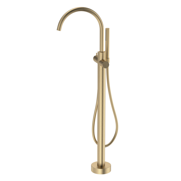 Caroma Liano II Freestanding Bath Filler with Hand Shower - Brushed Brass