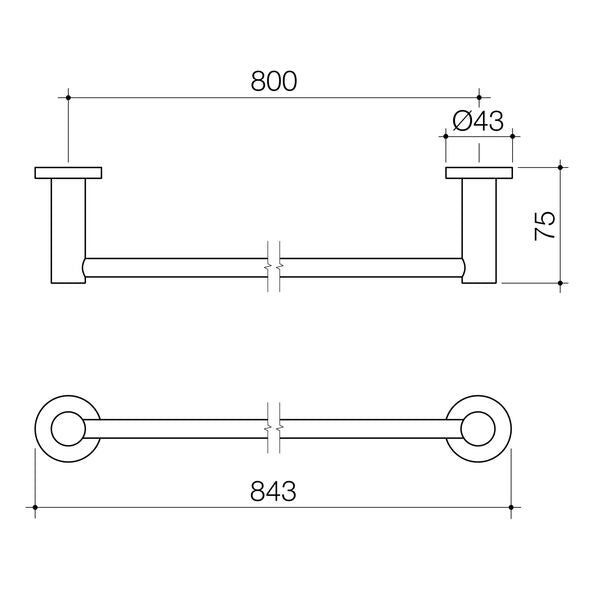 Caroma Liano II Single Towel Rail 840mm - Chrome