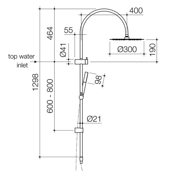 Caroma Liano II Rail Shower with Overhead - Chrome
