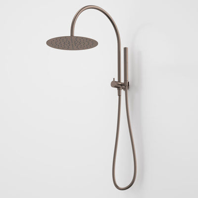 Caroma Liano II Compact Twin Shower with Ovecrhead - Brushed Bronze
