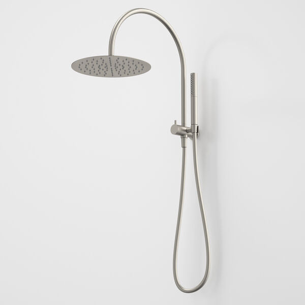 Caroma Liano II Compact Twin Shower with Overhead - Brushed Nickel