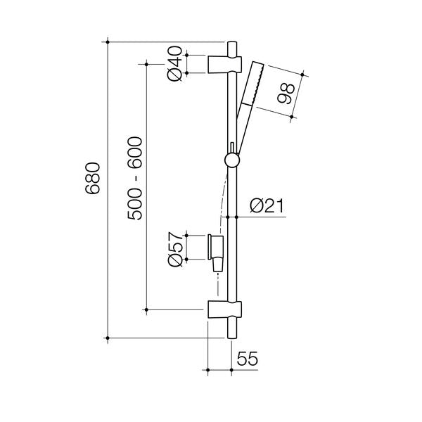 Caroma Liano II 3 Function Microphone Rail Shower - Chrome