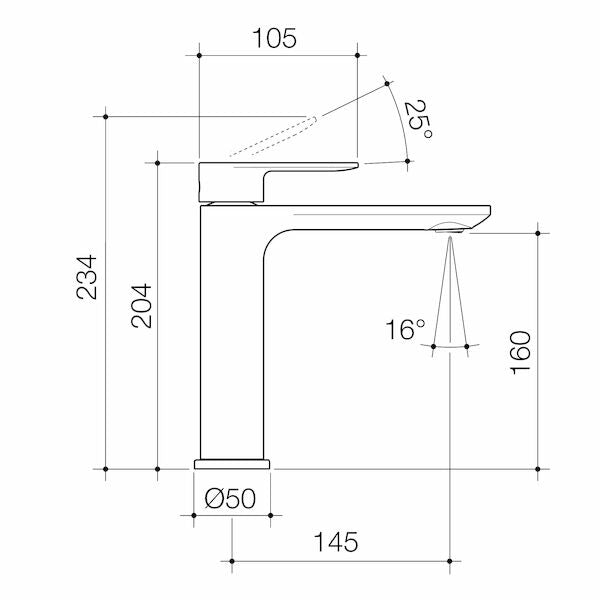 Caroma Urbane II Mid Tower Basin Mixer specification