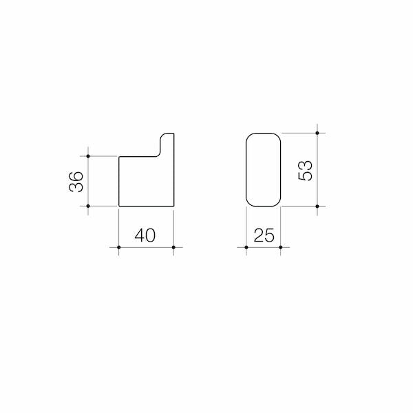Caroma Luna Robe Hook technical drawing
