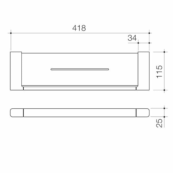 Caroma Luna Metal Shelf technical drawing