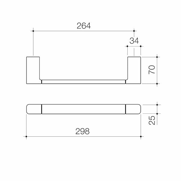 Caroma Luna Hand Towel Rail technical drawing