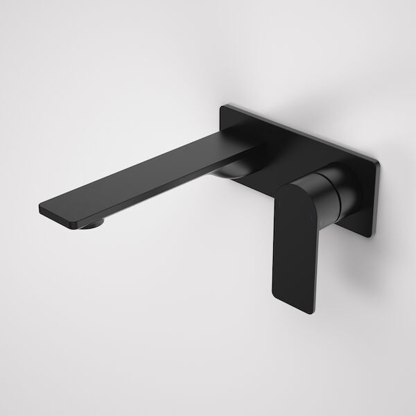 Caroma Urbane II 180mm Wall Basin / Bath Mixer - Rectangular Cover Plate - Matte Black