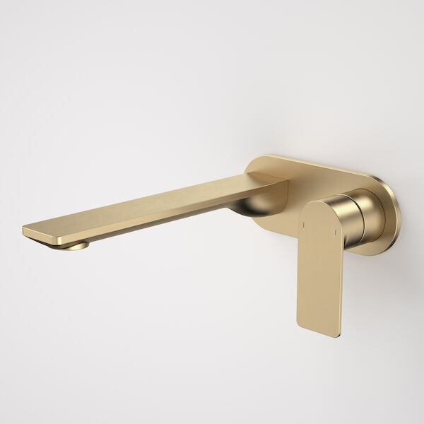 Caroma Urbane II 220mm Wall Basin / Bath Mixer - Round Cover Plate - Brushed Brass