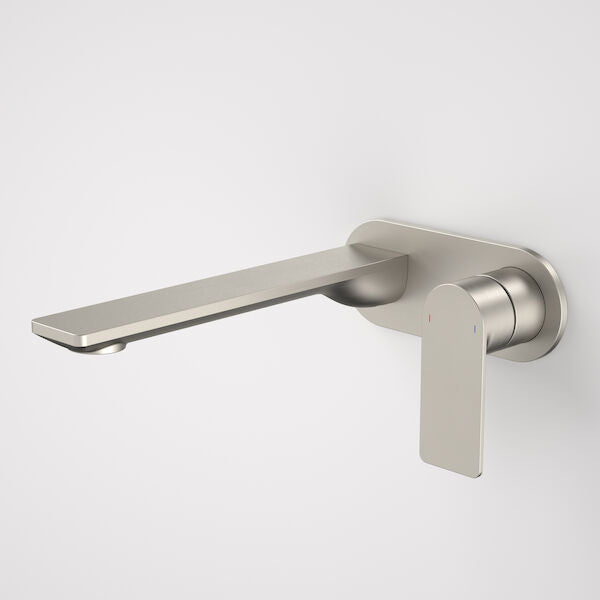 Caroma Urbane II 220mm Wall Basin / Bath Mixer - Round Cover Plate - Brushed Nickel