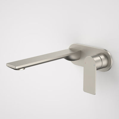 Caroma Urbane® II 220mm Wall Basin / Bath Mixer - Round Cover Plate - Brushed Nickel - Sales Kit - LF
