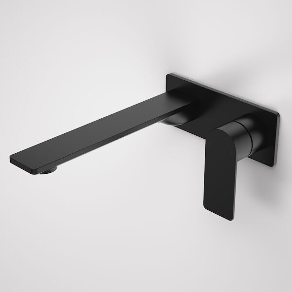 Caroma Urbane II 220mm Wall Basin / Bath Mixer - Rectangular Cover Plate - Matte Black