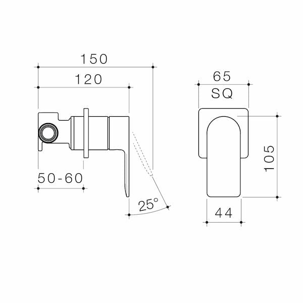 Caroma Urbane II Bath / Shower Mixer - Square Cover Plate specification