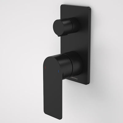 Caroma Urbane® II Bath / Shower Mixer With Diverter - Rectangular Cover Plate - Matte Black