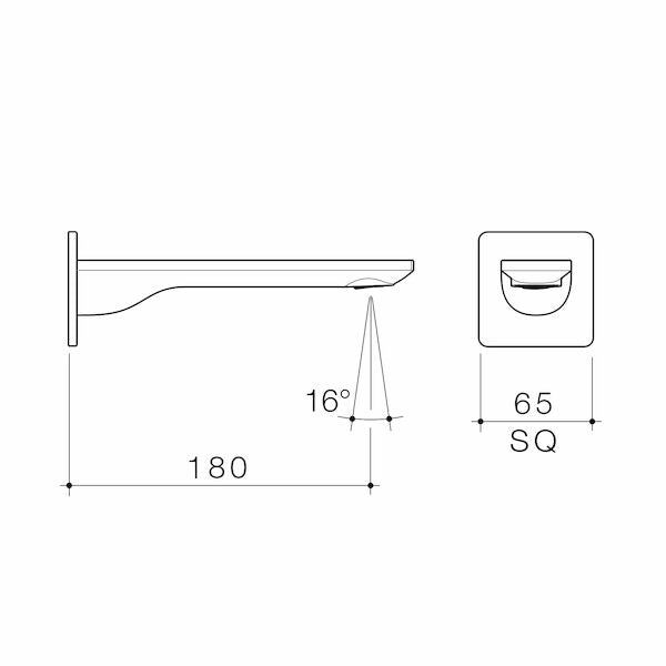 Caroma Urbane II 180mm Basin / Bath Outlet - Square Cover Plate specification