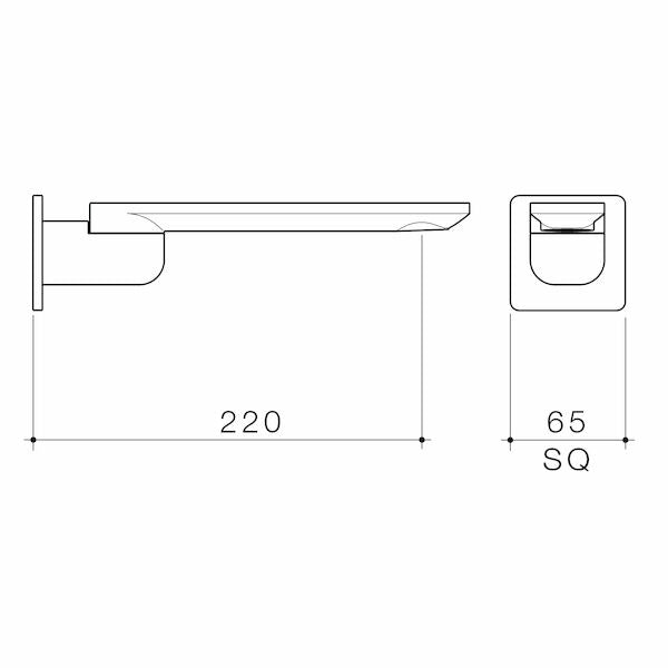 Caroma Urbane II 220mm Bath Swivel Outlet - Square Cover Plate specification