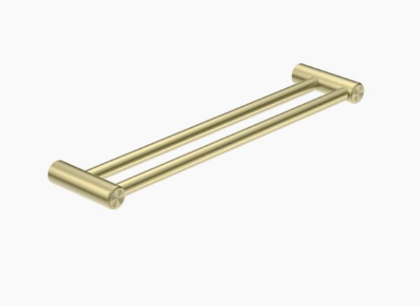 Nero Mecca Care 25mm Double Towel Grab Rail 600mm Brushed Gold
