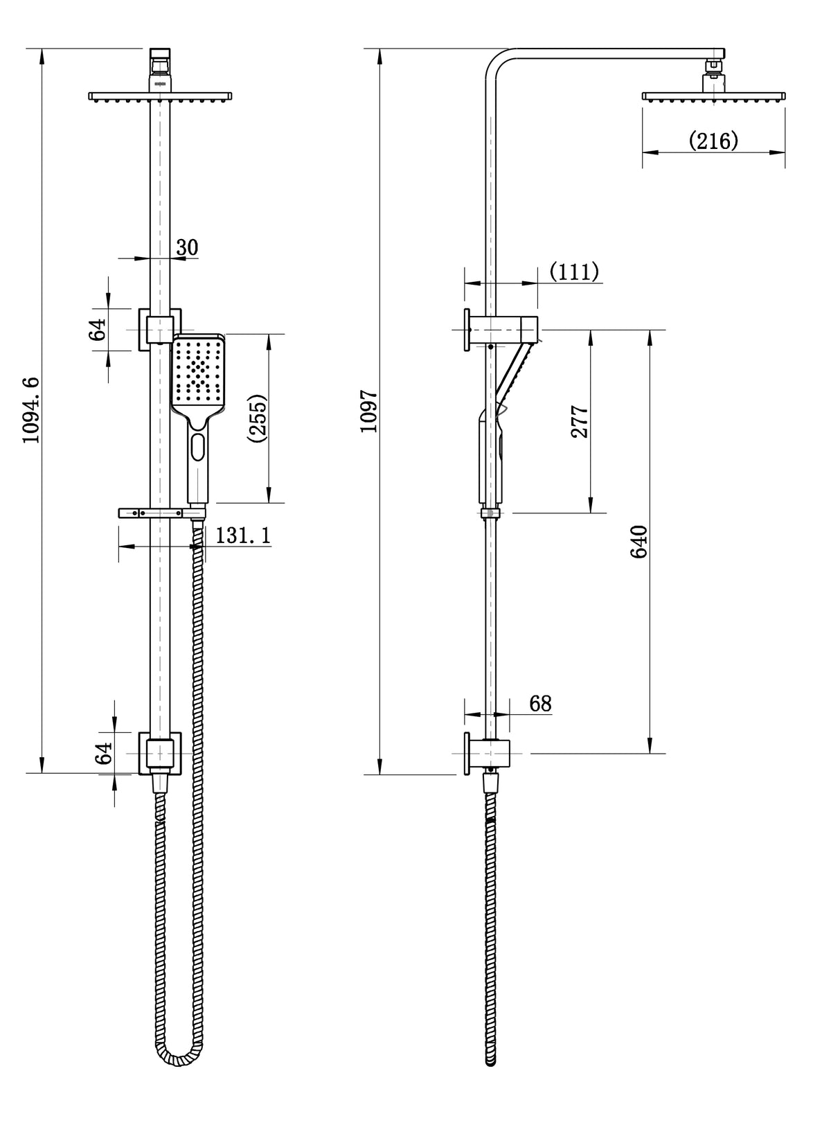 Chao Shower Column Set line drawing