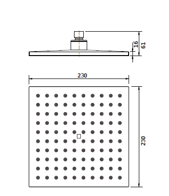 Modern National Square Shower Head 230mm - Chrome
