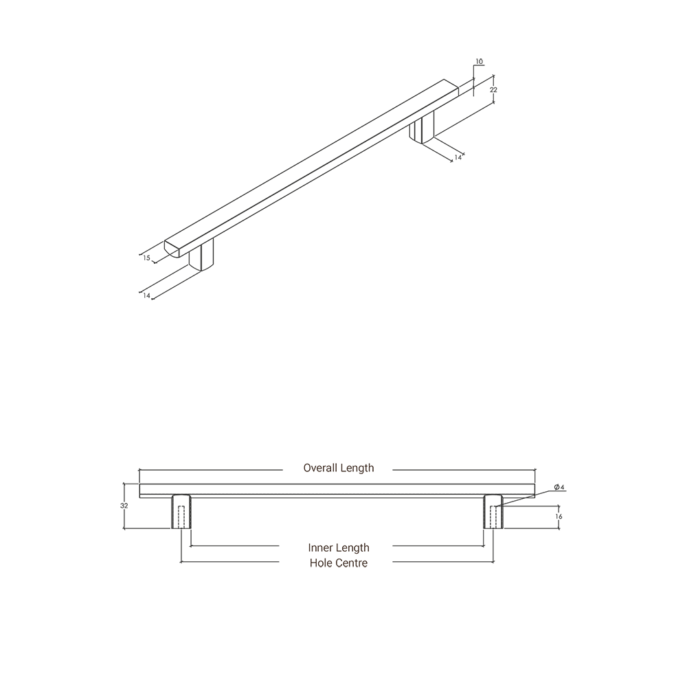 Momo Ara D Handle - Line Drawing